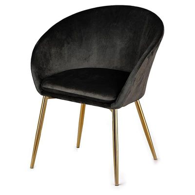 Round Dining Chair With Gold Legs - Black