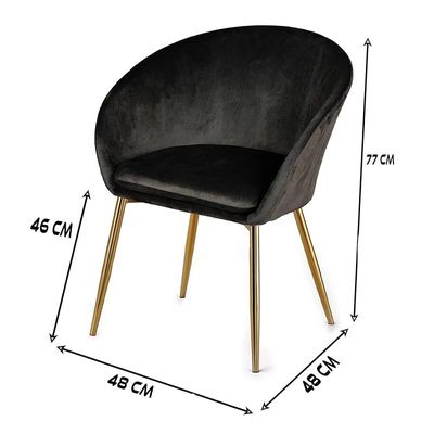 Round Dining Chair With Gold Legs - Black