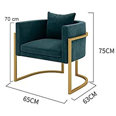 Angela Modern Velvet Upholstered Chair With Strong Golden Metallic Frame - Green