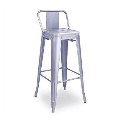 Angela High Metal Bar Chair With Back Support - Silver