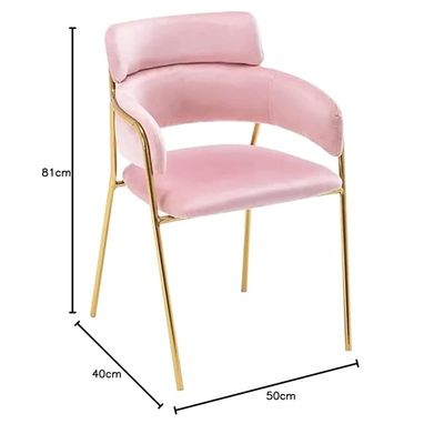 Angela Fancy Light Luxury Style Golden Metal Leg Dining Chair - Pink