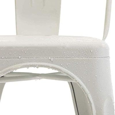 Angela Stackable Indoor-Outdoor Dining Chair With Strong Industrial Metal - White