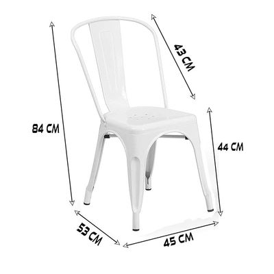 Angela Stackable Indoor-Outdoor Dining Chair With Strong Industrial Metal - White