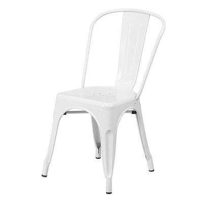 Angela Stackable Indoor-Outdoor Dining Chair With Strong Industrial Metal - White