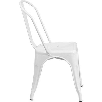 Angela Stackable Indoor-Outdoor Dining Chair With Strong Industrial Metal - White