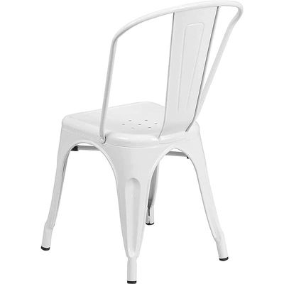Angela Stackable Indoor-Outdoor Dining Chair With Strong Industrial Metal - White