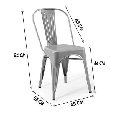 Angela Stackable Indoor-Outdoor Dining Chair With Strong Industrial Metal - Grey
