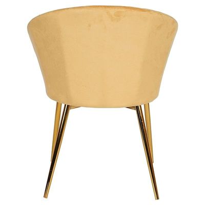 Velvet Round Shape Dining Chair With Gold Legs - Orange