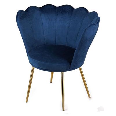 Angela Flower Design Velvet Visitors Living Room Chair - Blue