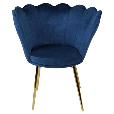 Angela Flower Design Velvet Visitors Living Room Chair - Blue