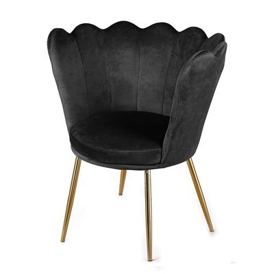 Angela Flower Design Velvet Visitors Living Room Chair - Black
