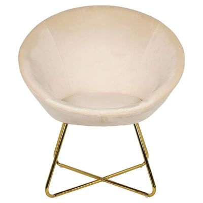 Angela Round Velvet Visitors Living Room Chair - Beige