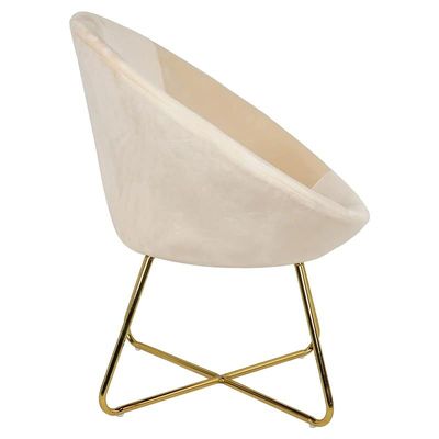 Angela Round Velvet Visitors Living Room Chair - Beige