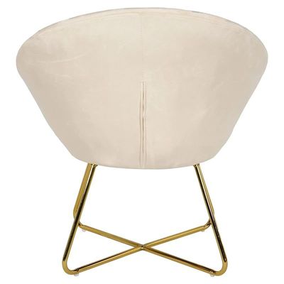 Angela Round Velvet Visitors Living Room Chair - Beige