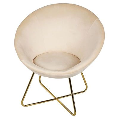 Angela Round Velvet Visitors Living Room Chair - Beige