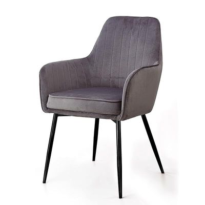 Angela Soft Velvet Seat And Back With Metal Legs Dining Armchair - Dark Grey