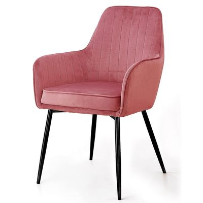 Angela Soft Velvet Seat And Back With Metal Legs Dining Armchair - Dark Pink