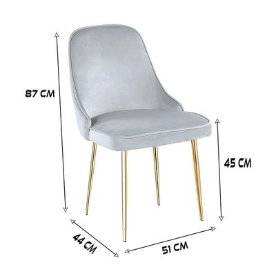 Velvet Fabric Dining Chair - Light Grey