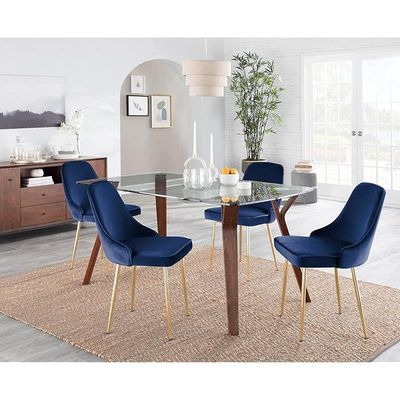 Velvet Fabric Dining Chair - Light Grey