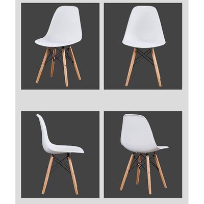 Angela Modern Plastic Chairs With Solid Wood Legs, Set of 4 - White