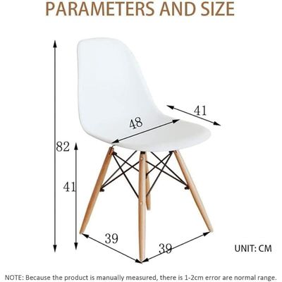 Angela Modern Plastic Chairs With Solid Wood Legs, Set of 4 - White