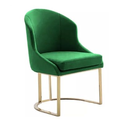 Angela Nordic Dining Chair Modern With Golden Metallic Frame Legs - Green