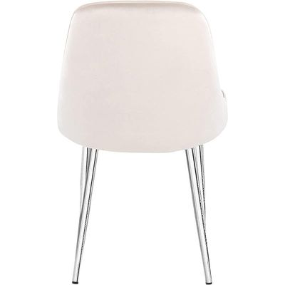 Velvet Fabric Dining Room Chair With Silver Legs - Beige