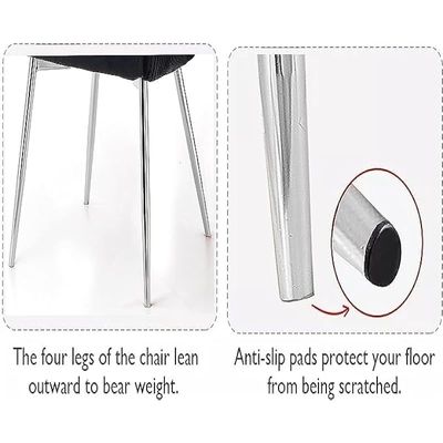 Velvet Fabric Dining Room Chair With Silver Legs - Beige