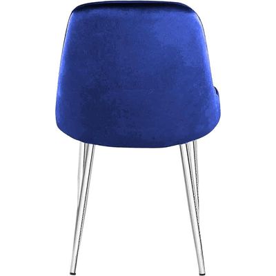 Velvet Fabric Dining Room Chair With Silver Legs - Blue