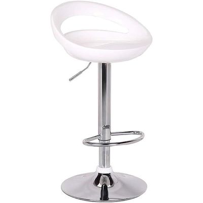 Angela Choice Swivel 360 Rotating Adjustable Bar Stool With Silver Stand - White
