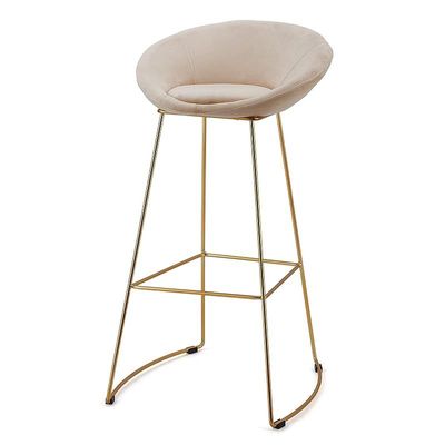 Angela Velvet High Bar Stool - Beige