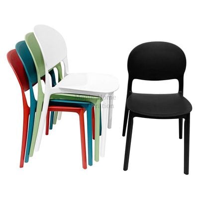 Stackable Plastic Dining Chairs Molded Side Chair Modern Kitchen Dining Room Indoor Outdoor Furniture