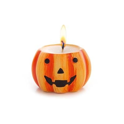 Halloween Decoration Set 2 Pumpkin Jack O'Lantern Candles - Orange