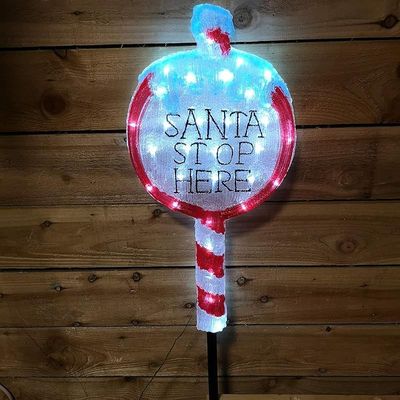 Kaemingk Led Acrylic Santa Stop Here