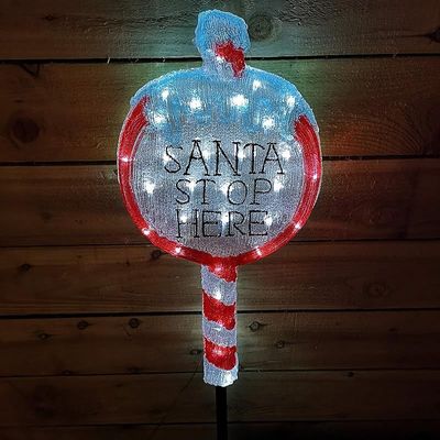 Kaemingk Led Acrylic Santa Stop Here