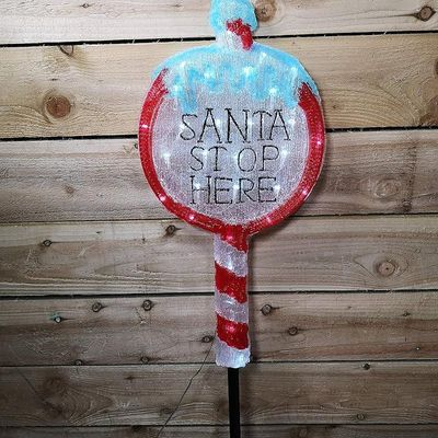 Kaemingk Led Acrylic Santa Stop Here