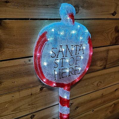 Kaemingk Led Acrylic Santa Stop Here