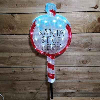 Kaemingk Led Acrylic Santa Stop Here