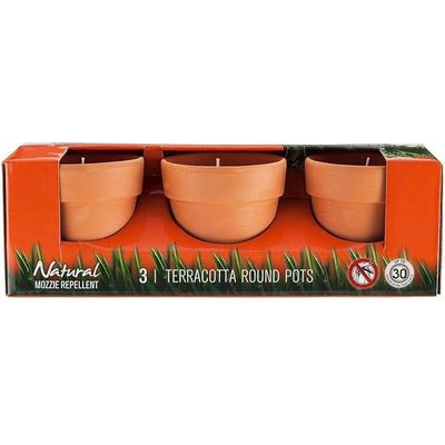 Citronella Candle Terracotta Pot 3Pcs
