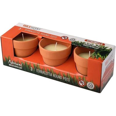 Citronella Candle Terracotta Pot 3Pcs