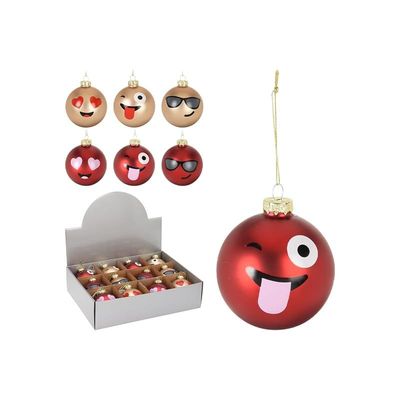 Christmas Bauble 80 Mm Glass Smiley