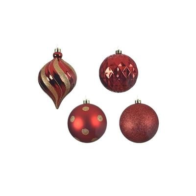 Christmas Bauble Shatterproof Color Red Set Of 3 15Cm