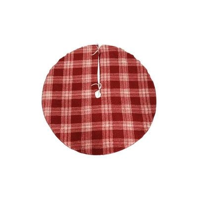 Christmas Tree Skirt Check Print - Red/White