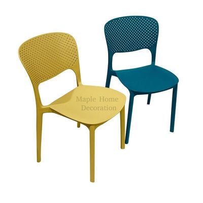 Maple Home Stackable Plastic Dining Chairs Molded Side Chair Modern Kitchen Dining Room Indoor Outdoor Furniture