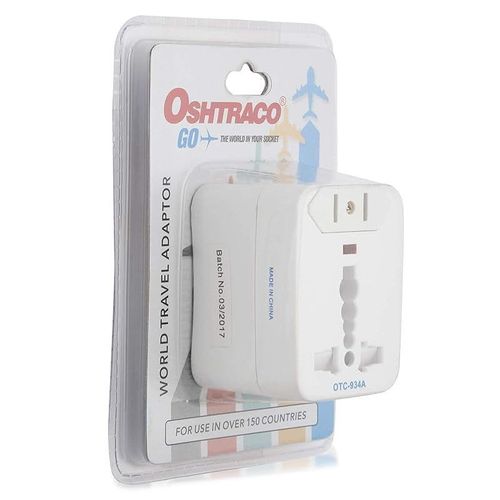 Oshtraco World Travel Adaptor 1Xuniversal Plug Input 1Xus 2 Pin Socket Outlet