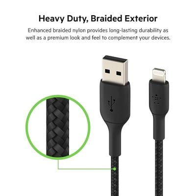 Belkin Braided Lightning Cable Mfi-Certified Braided Lightning Cable - Black