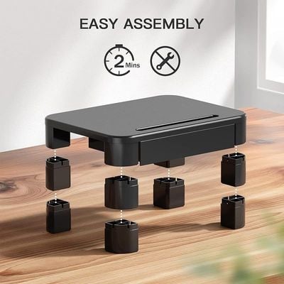 Loryergo Height Adjustable Monitor Stand With Drawer - Black