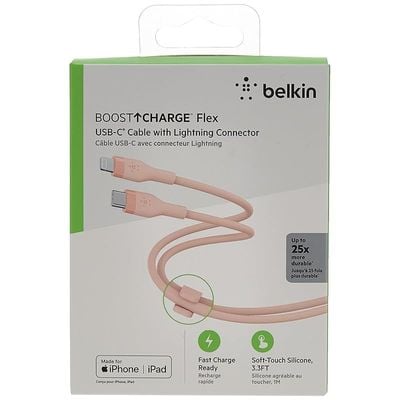 Belkin Boostcharge Flex Silicone Usb Type C To Lightning Cable Mfi Certified 20W Fast Charging - Pink