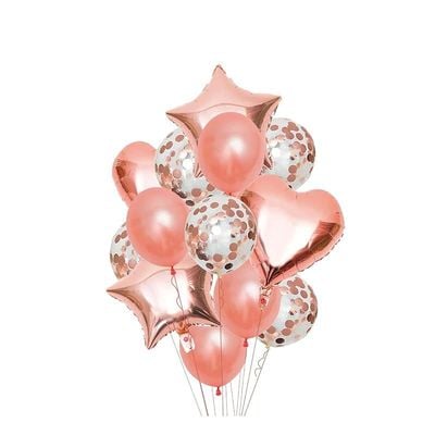 Balloon Assortment Set In Rose Gold 14 Pack