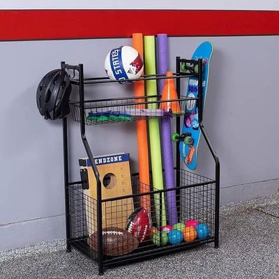 Homesmiths Garage Storage With Baskets And Hooks  - Black